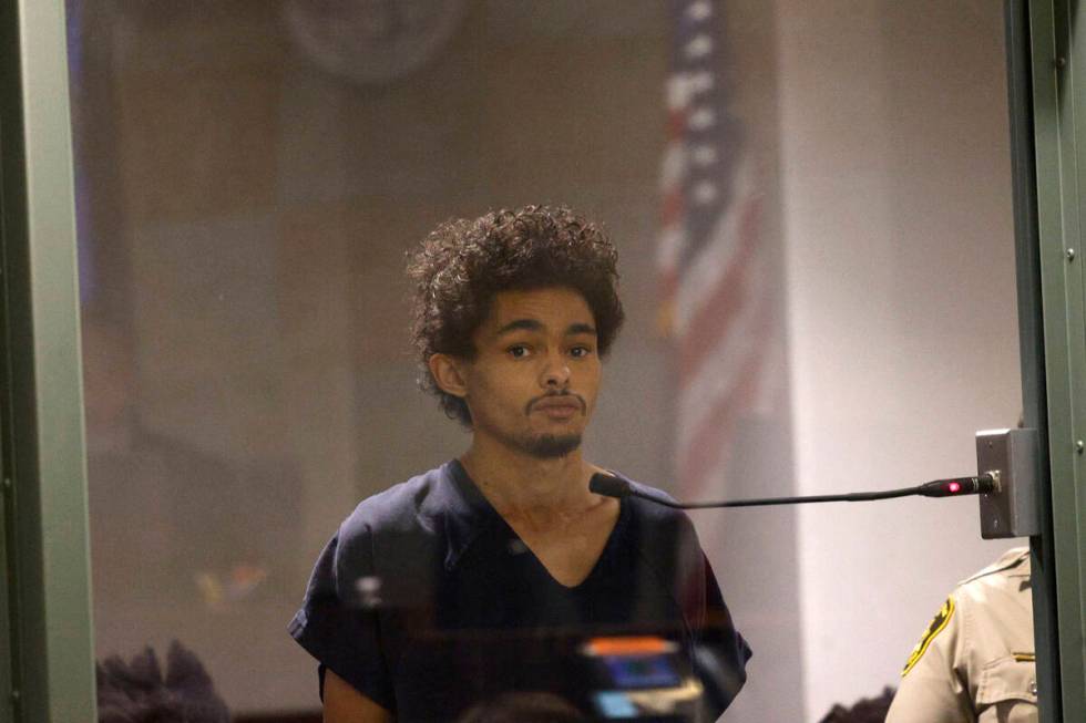 Tyson Hampton, who is accused of killing Las Vegas police officer Truong Thai, appears in court ...