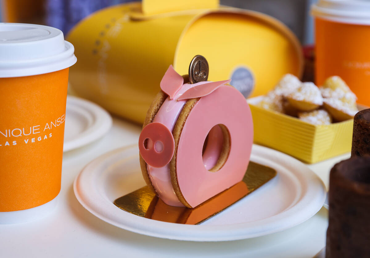 The lucky penny pig, a confection from the Lucky 7 collection, at Dominique Ansel Las Vegas ins ...