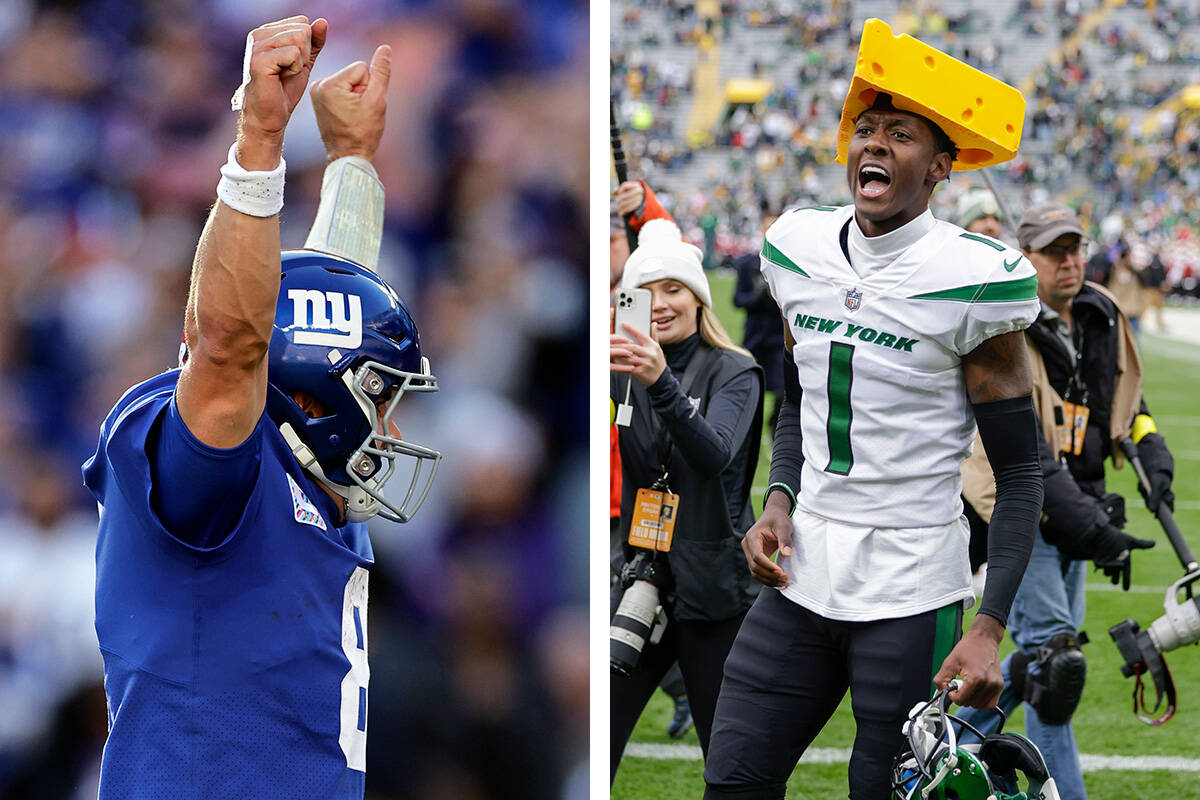 Victories by the New York Giants (against the Baltimore Ravens) and New York Jets (against the ...