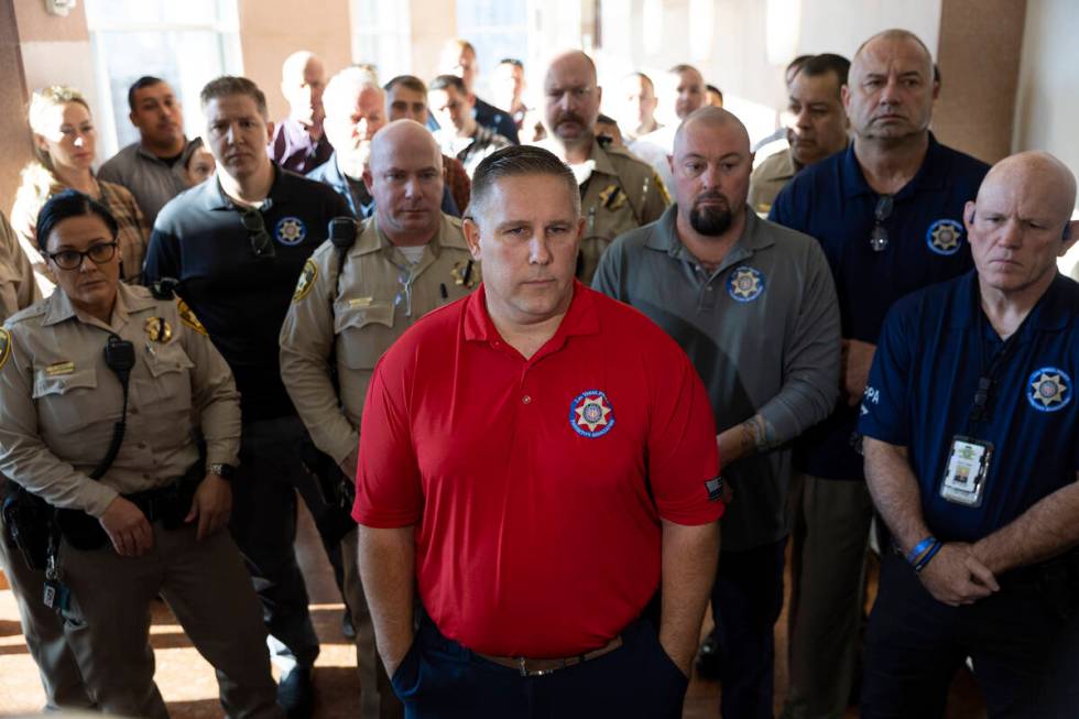 Steve Grammas, president of the Las Vegas Police Protective Association, speaks during a press ...