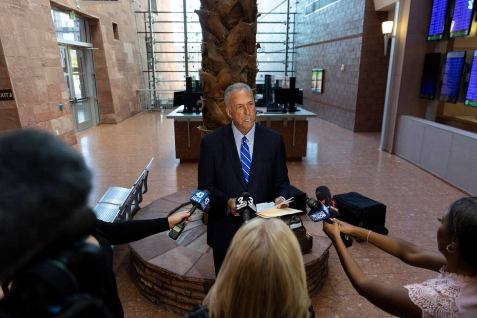 Clark County District Attorney Steve Wolfson speaks during a press conference following a court ...