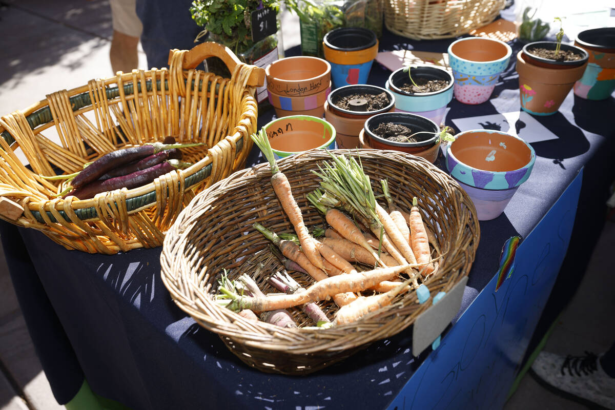 Fresh products are seen at the Goynes Elementary School booth on Thursday, Oct. 20, 2022, durin ...