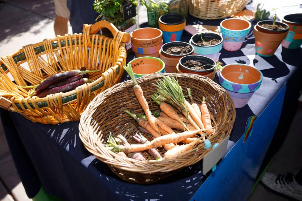 Fresh products are seen at the Goynes Elementary School booth on Thursday, Oct. 20, 2022, durin ...