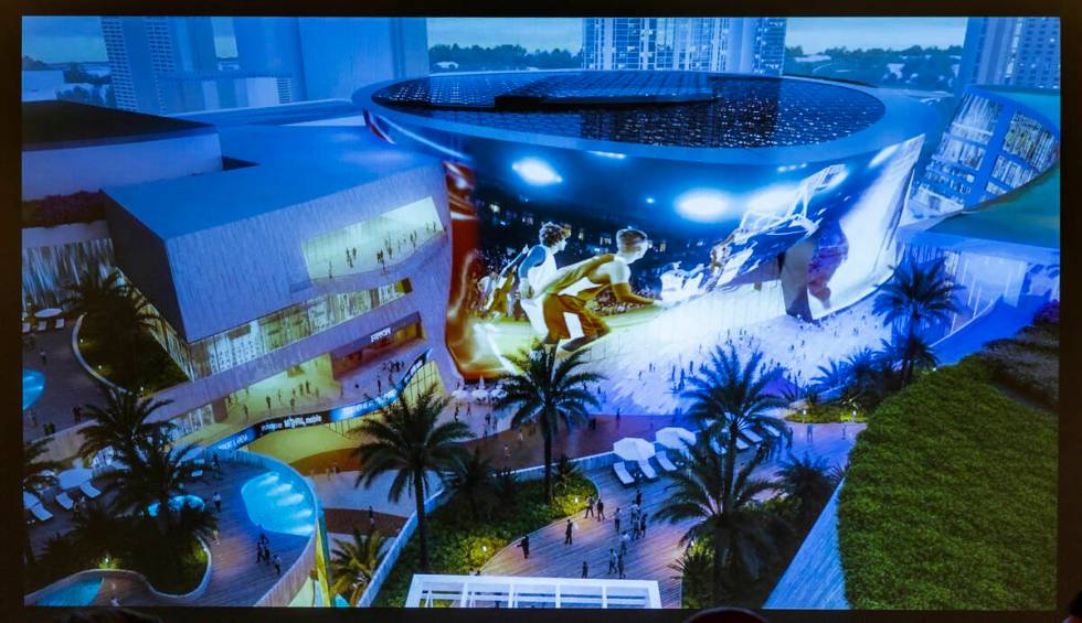 Image from video of design for the ALL NET Resort & Arena project during press conference a ...