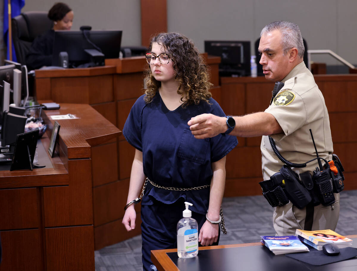 Sierra Halseth is led out of court after her sentencing at the Regional Justice Center in Las V ...