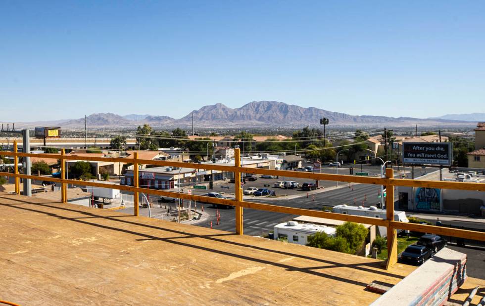 The view from the amenity deck at the under-construction ShareDOWNTOWN Fremont East location of ...