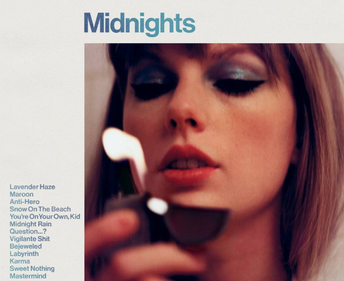 This image released by Republic Records shows "Midnights" by Taylor Swift. (Republic Records vi ...