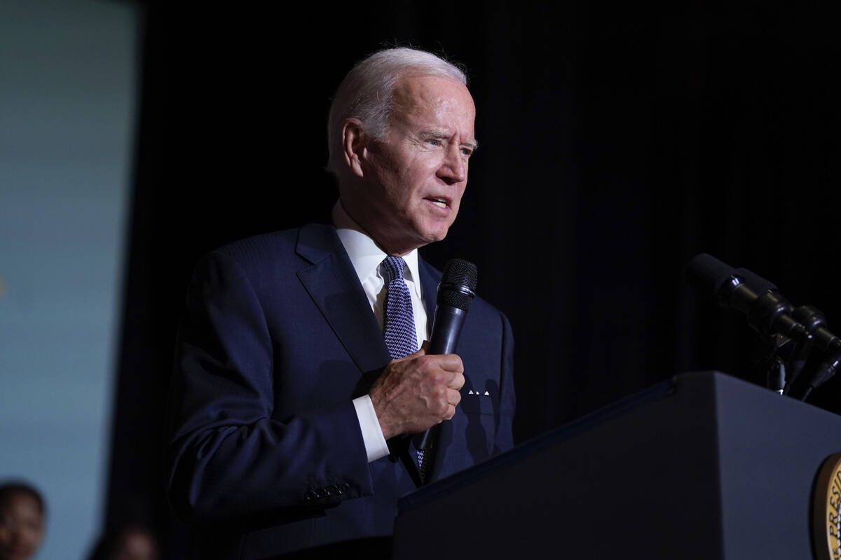 President Joe Biden speaks about student loan debt relief at Delaware State University, Friday, ...