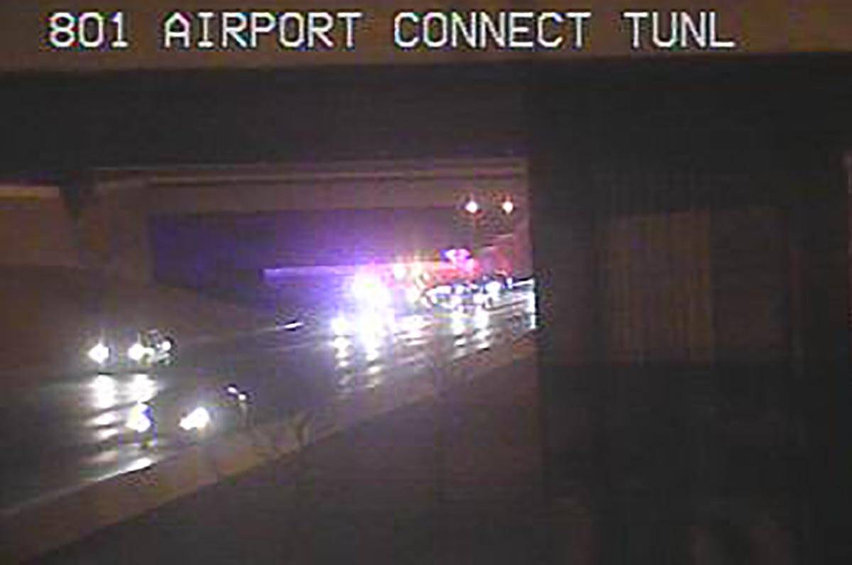 FILE - A crash early Monday, Jan. 4, 2021, in the airport connector tunnel was restricting traf ...