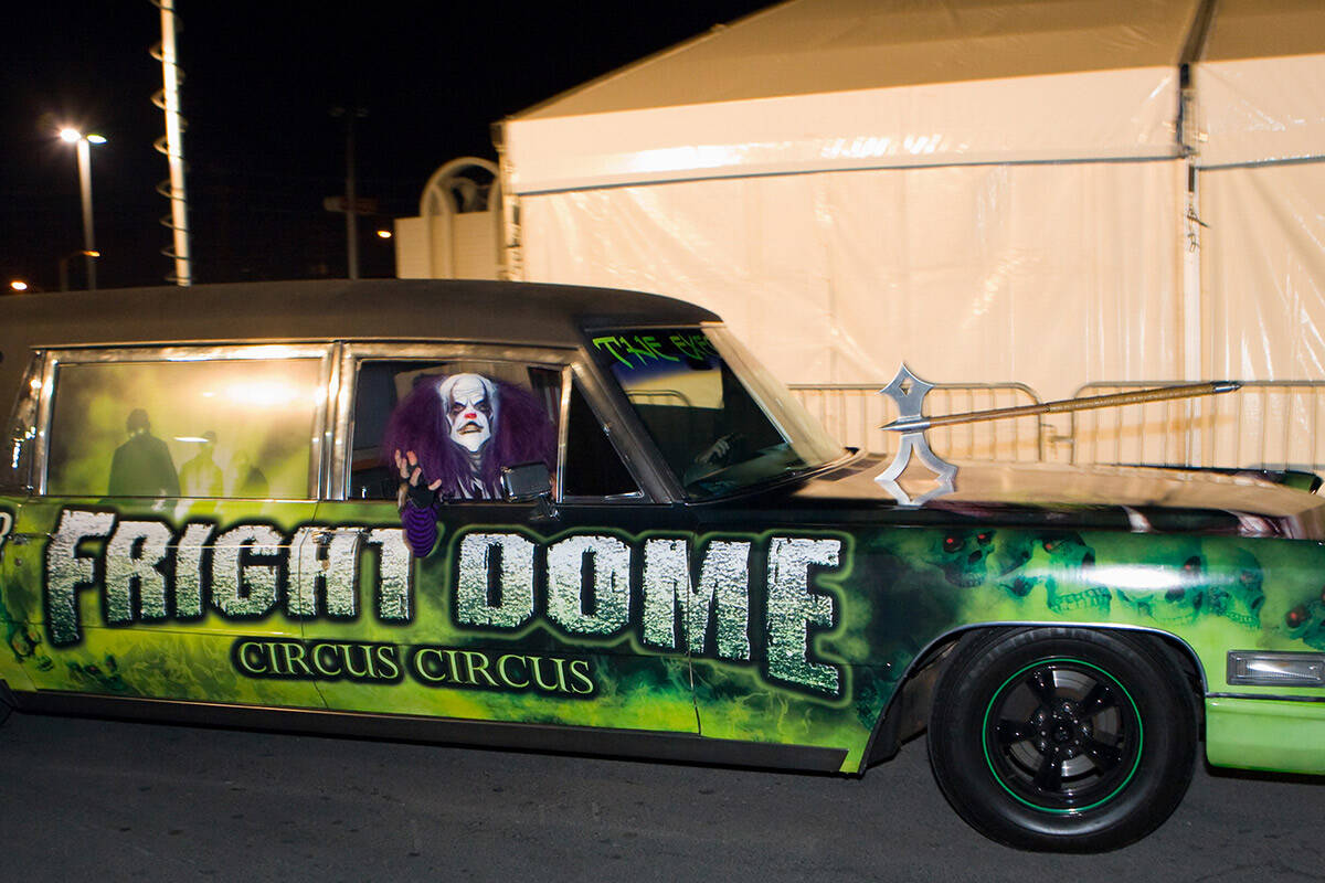 Killer Klown rides in the executioner hearse at the Fright Dome at Circus Circus hotel-casino i ...