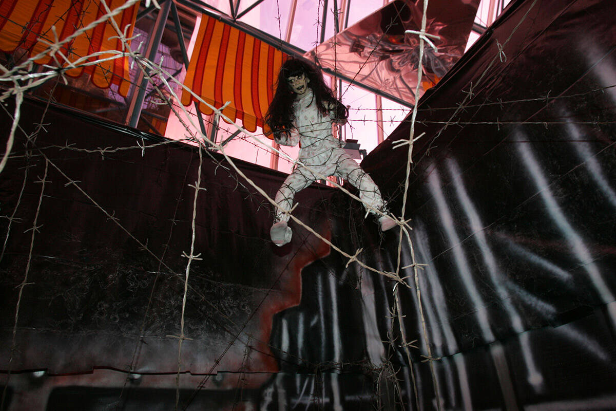 An "Exorcist" inspired scene occupies a corner of the dungeon in the Fright Dome at Circus Circ ...