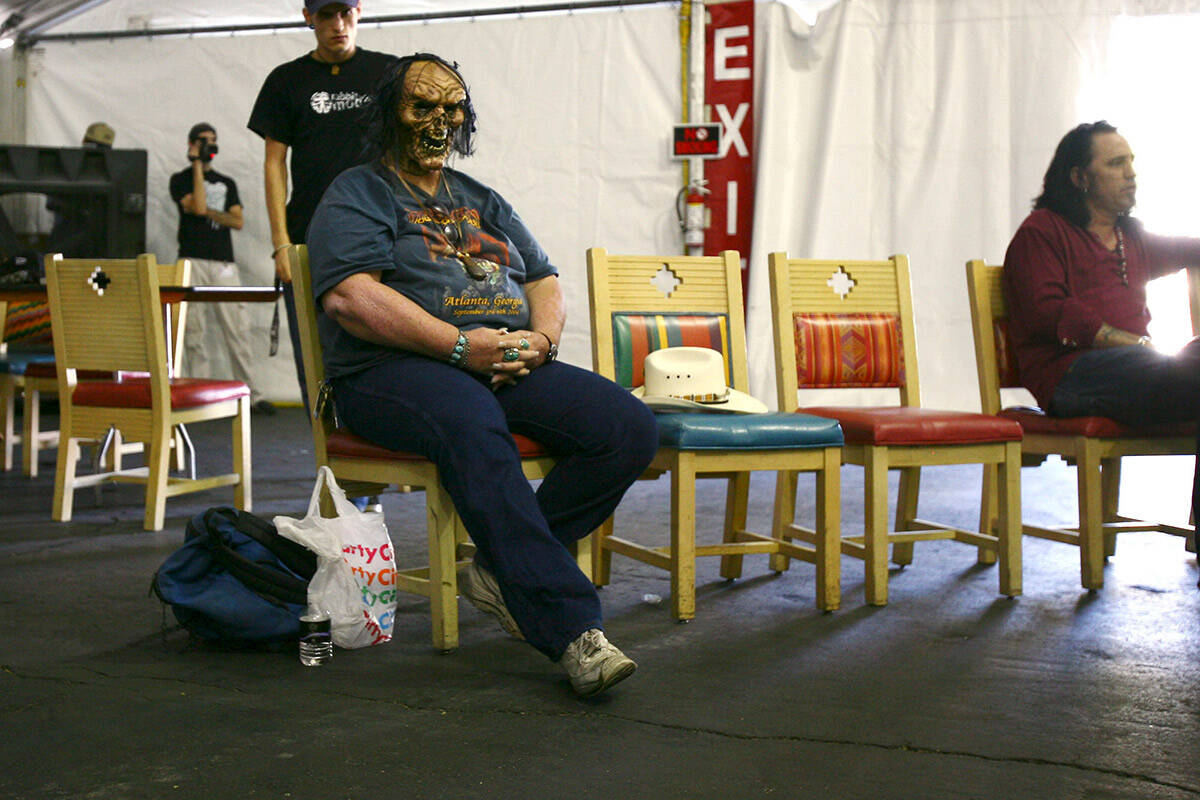 Susan Rowe waits for her chance to scare Fright Dome judges at an audition to work at the Hallo ...