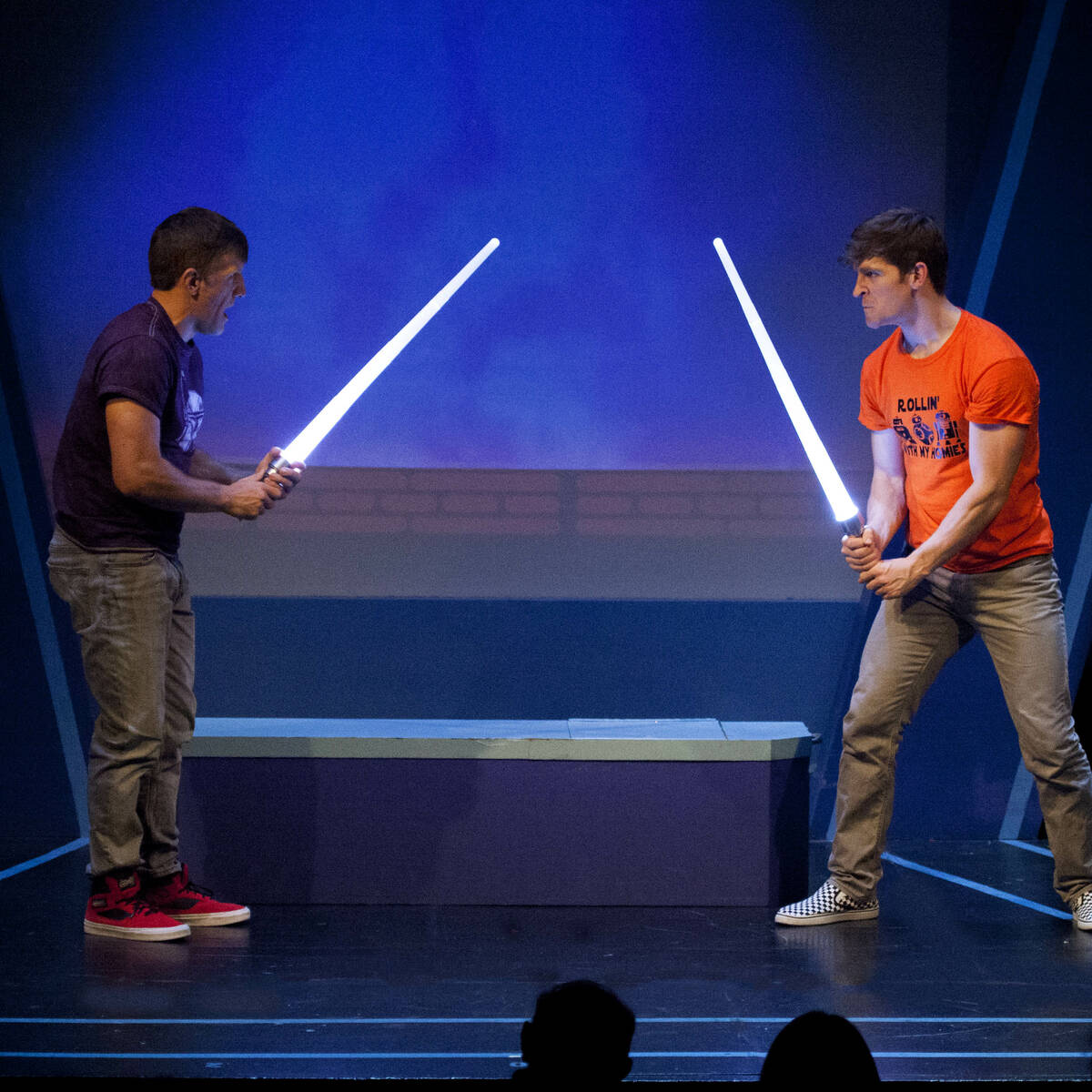 Scott Foster and Taylor Crousore are shown in "A Musical About Star Wars," which is moving into ...