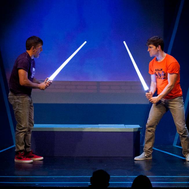 Scott Foster and Taylor Crousore are shown in "A Musical About Star Wars," which is moving into ...