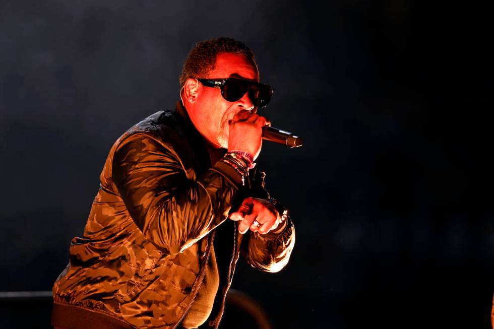 Guy Anthony O'Brien aka Master Gee of The Sugarhill Gang performs at halftime during an NFL foo ...