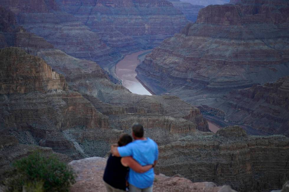 The Colorado River flows through the Grand Canyon on the Hualapai reservation on Aug. 15, 2022, ...