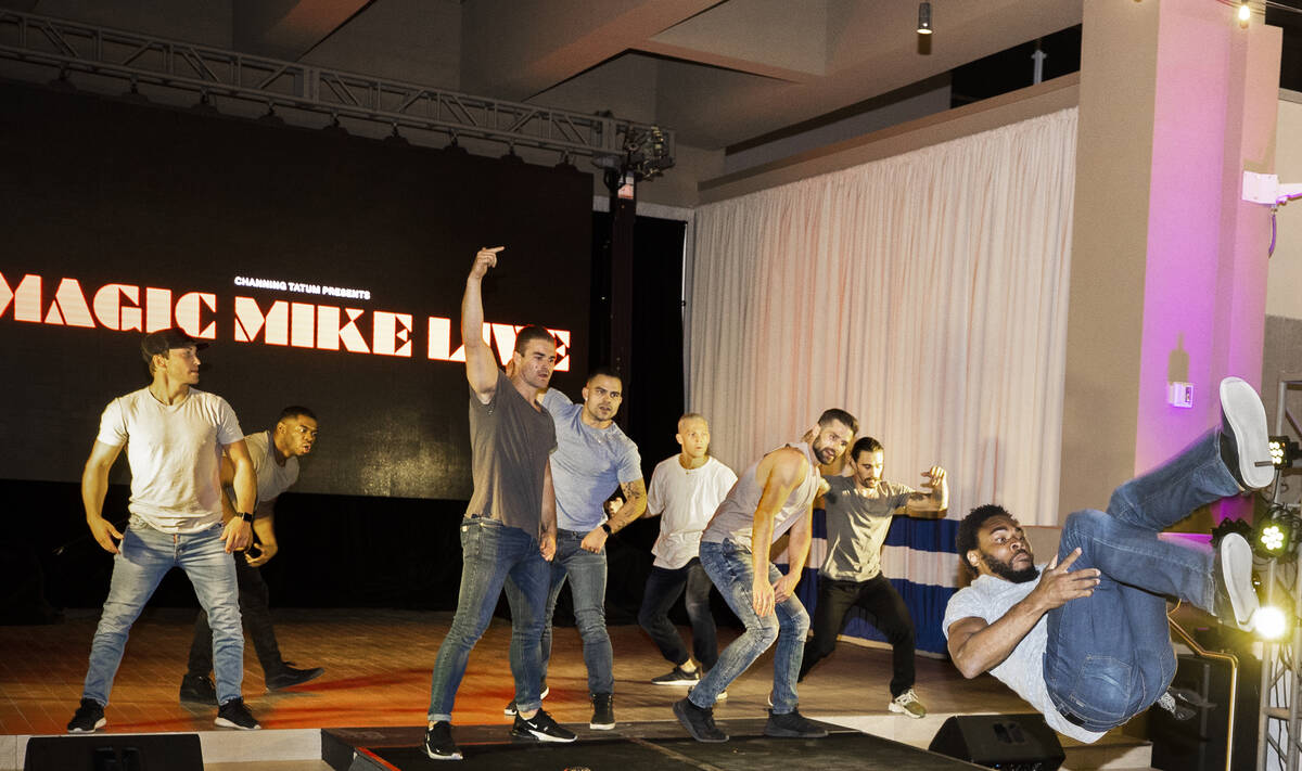 Dancers with "Magic Mike Live" perform during a promotional event at Sahara Las Vegas on April ...