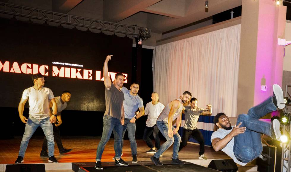 Dancers with "Magic Mike Live" perform during a promotional event at Sahara Las Vegas on April ...