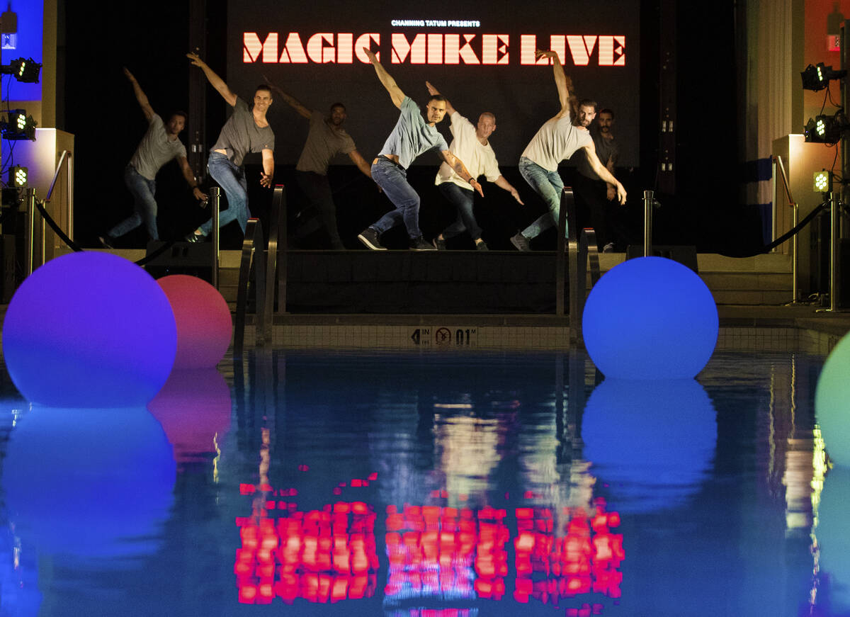 Dancers with "Magic Mike Live" perform during a promotional event at Sahara Las Vegas on April ...