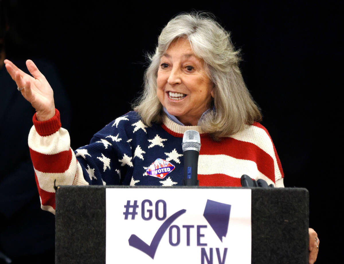 Rep. Dina Titus speaks at East Las Vegas Community Center to rally Democrats to vote, on Friday ...
