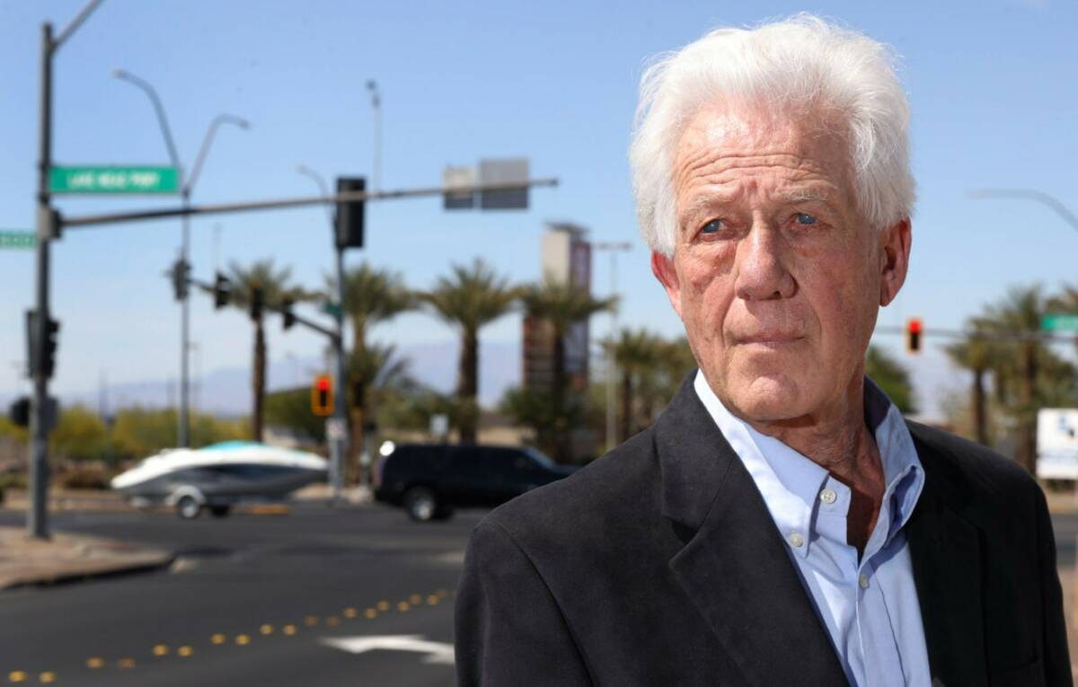 Former Las Vegas Review-Journal reporter Keith Rogers poses for a portrait at the intersection ...