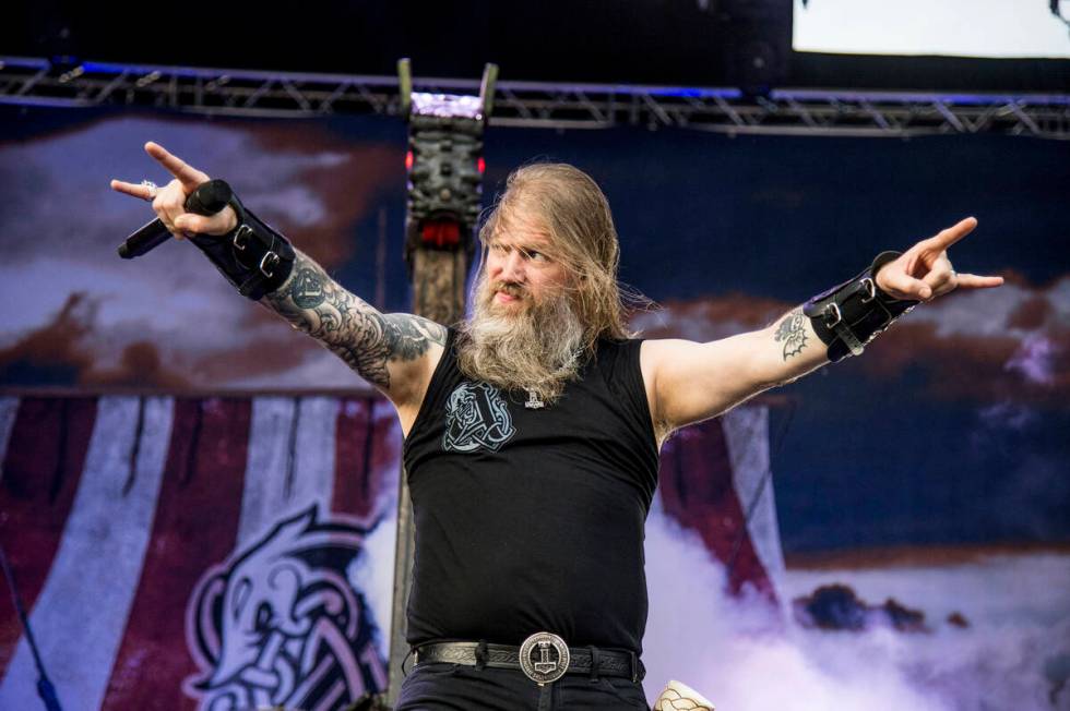 Johan Hegg of Amon Amarth performs at Rock On The Range Music Festival on Sunday, May 21, 2017, ...