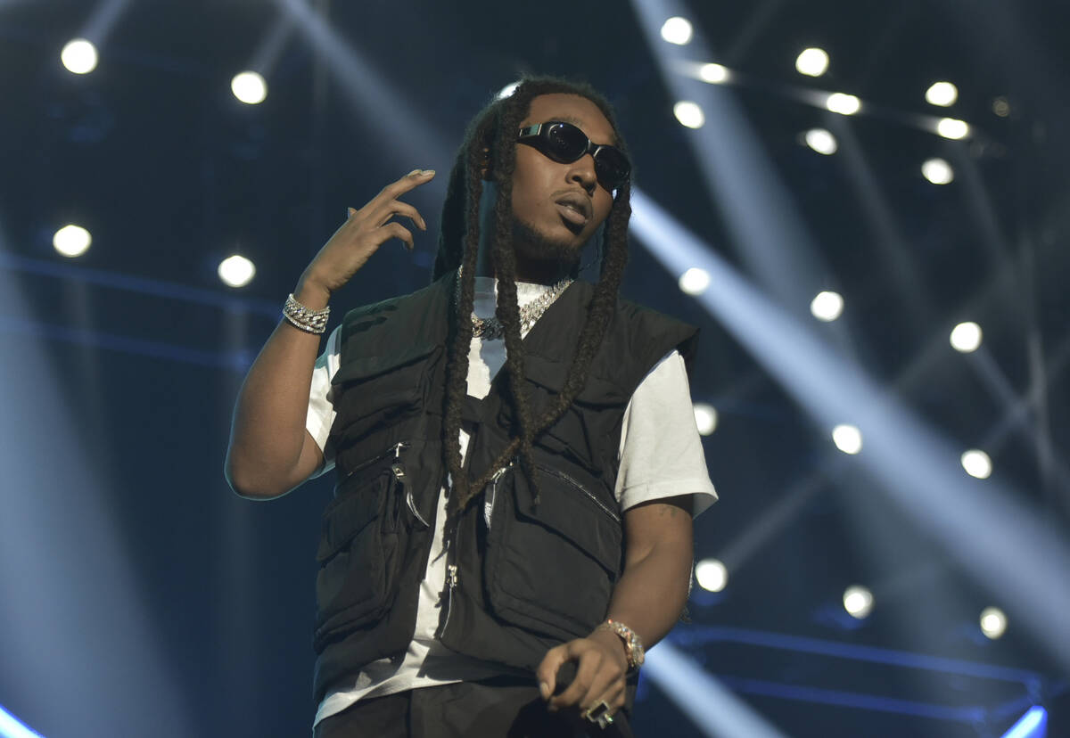 Takeoff of the group Migos performs during the 2019 BET Experience in Los Angeles on June 22, ...