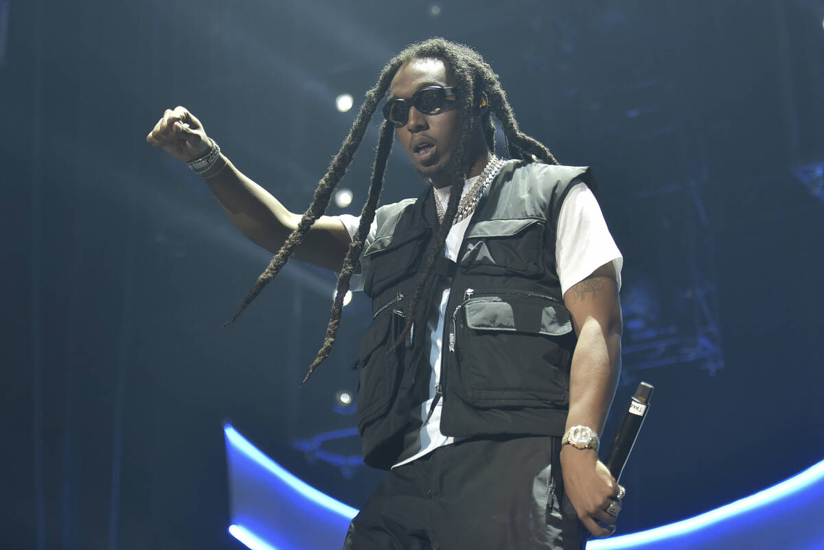 Takeoff of the group Migos performs during the 2019 BET Experience in Los Angeles on June 22, ...