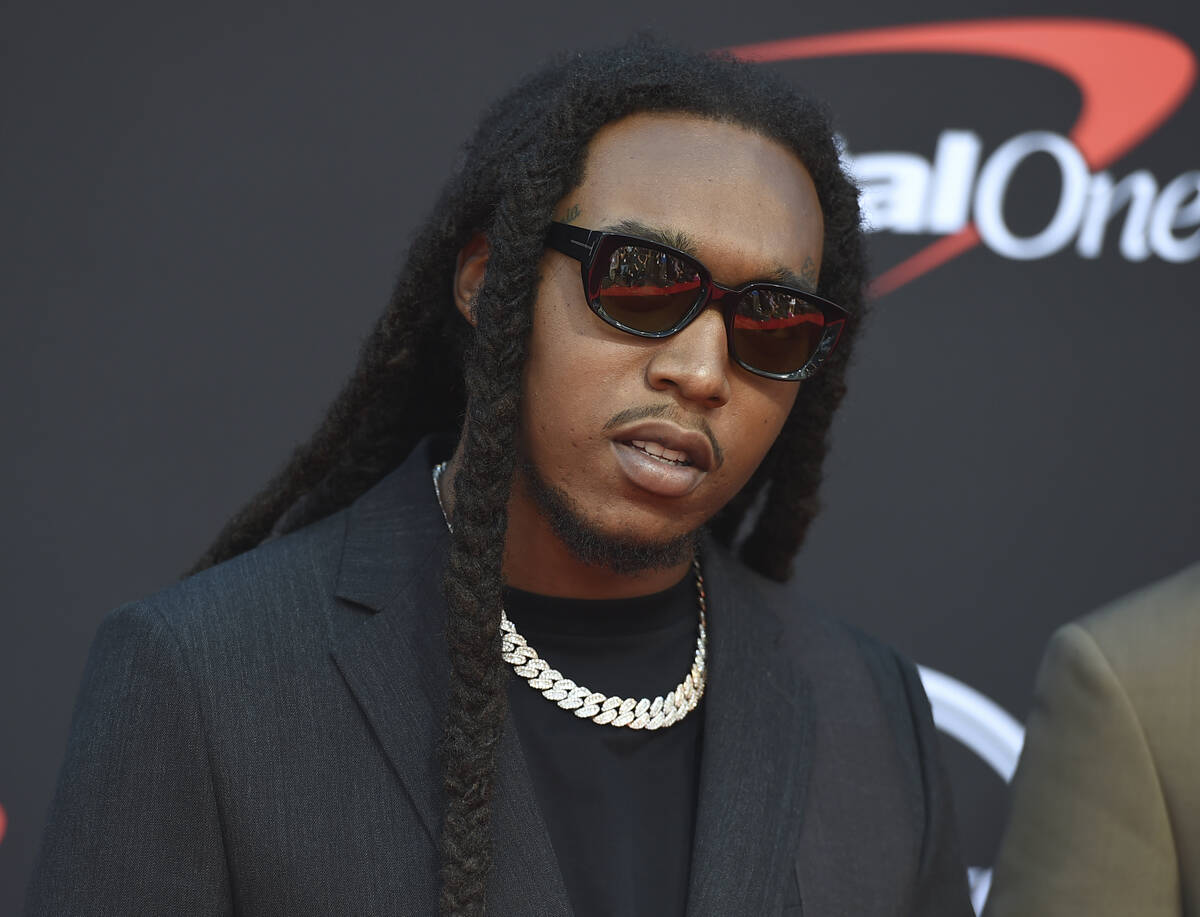 Takeoff, of Migos, arrives at the ESPY Awards in Los Angeles on July 10, 2019. A representative ...