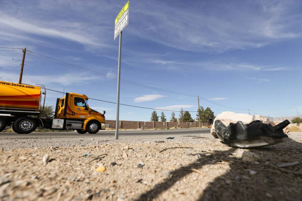 Traffic passes by the intersection of Sloan Lane at North Las Vegas Boulevard, which is slated ...