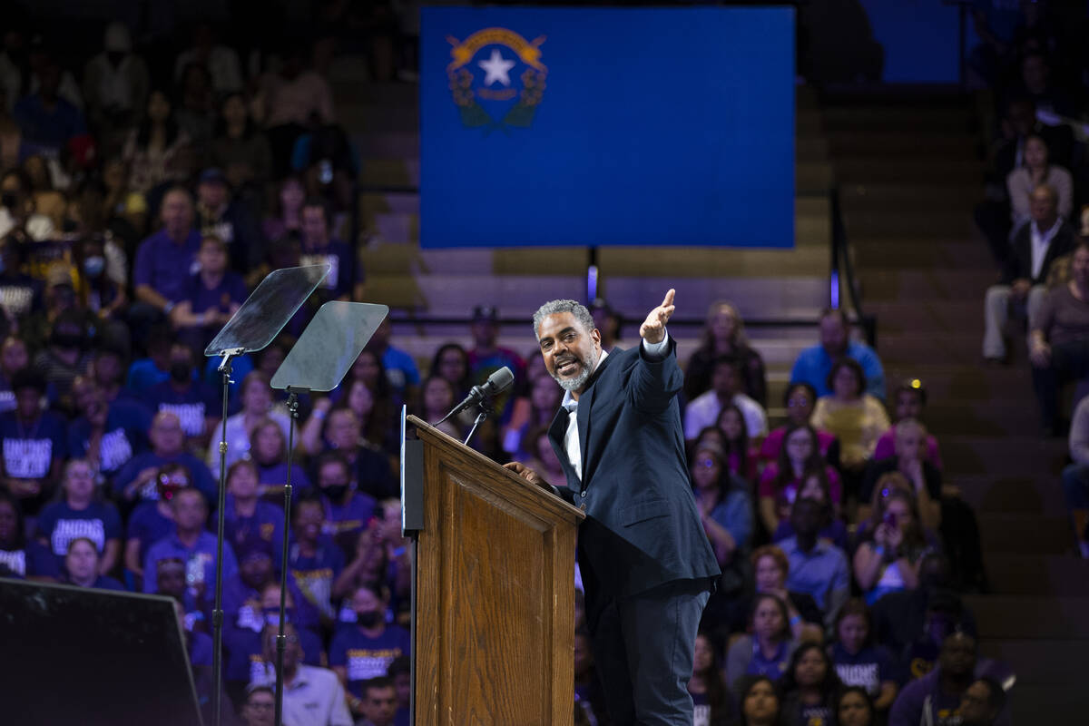 Rep. Steven Horsford speaks during a campaign rally organized by Nevada Democratic Victory at C ...