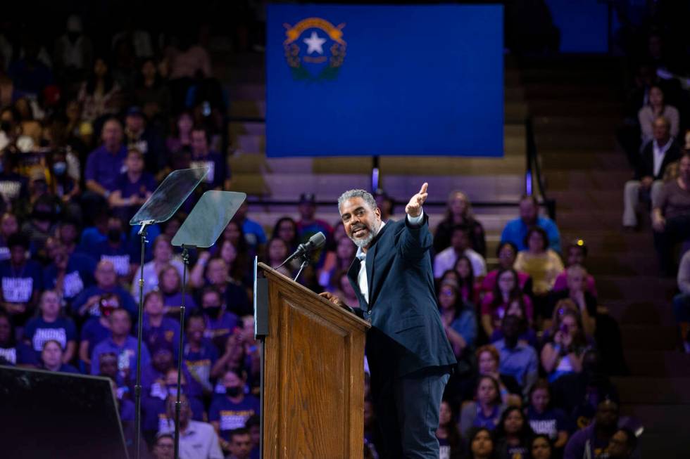 Rep. Steven Horsford speaks during a campaign rally organized by Nevada Democratic Victory at C ...