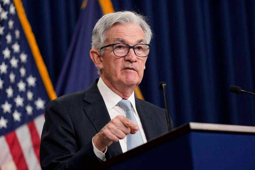 Federal Reserve Chairman Jerome Powell speaks at a news conference following a Federal Open Mar ...