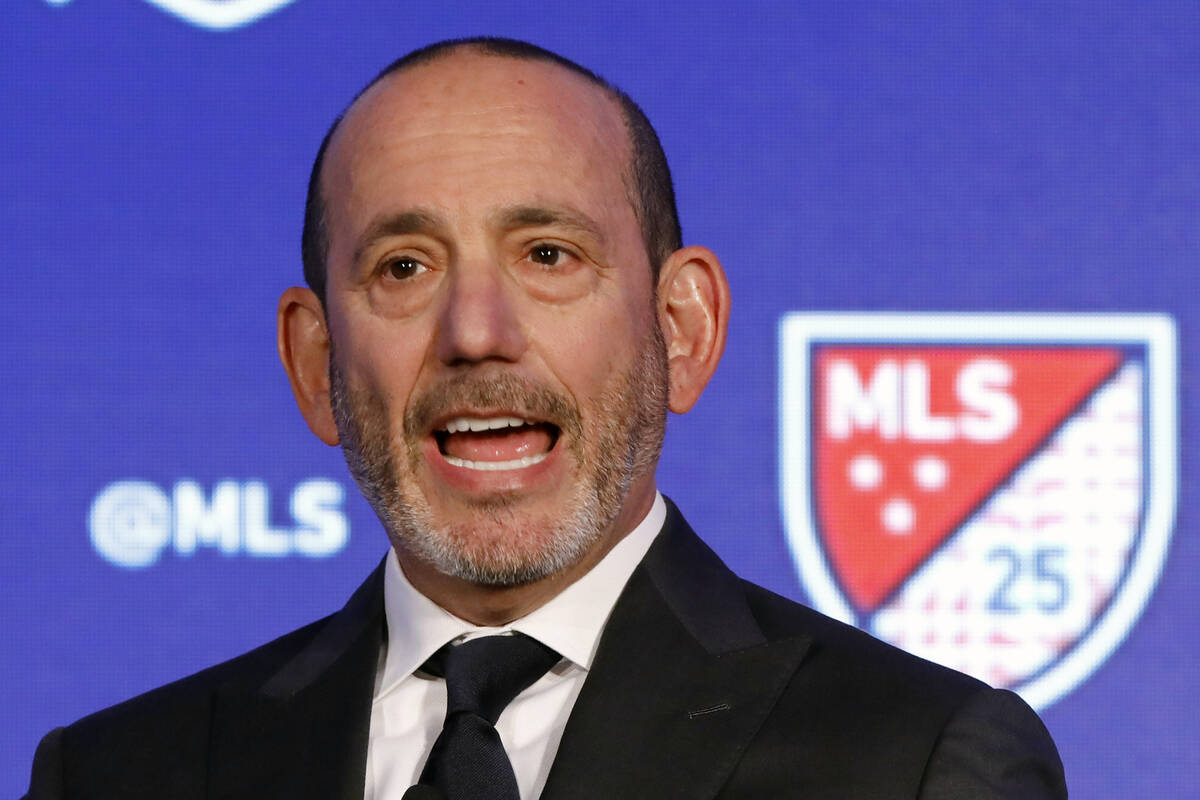 Major League Soccer Commissioner Don Garber speaks during the Major League Soccer 25th Season k ...