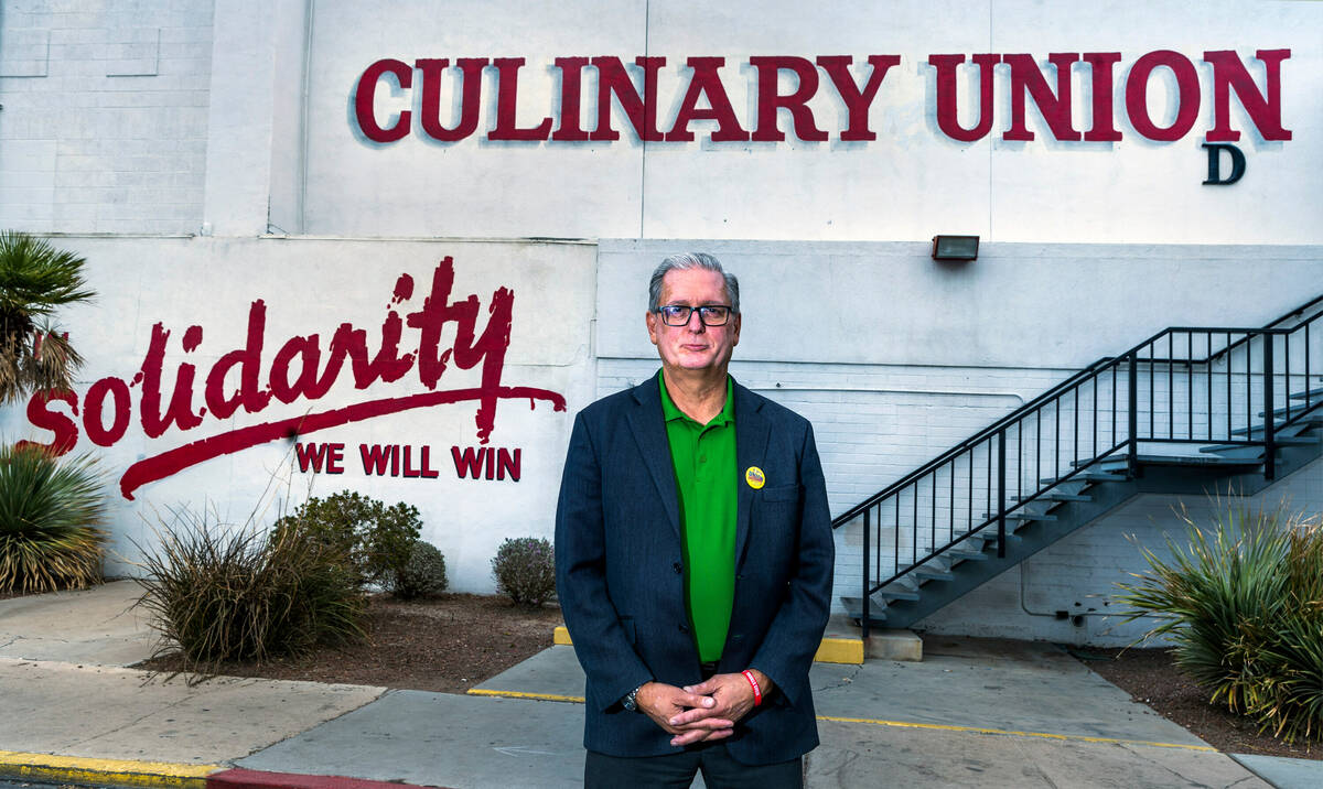 Culinary Union Secretary-Treasurer Ted Pappageorge outside their offices as efforts to knock on ...