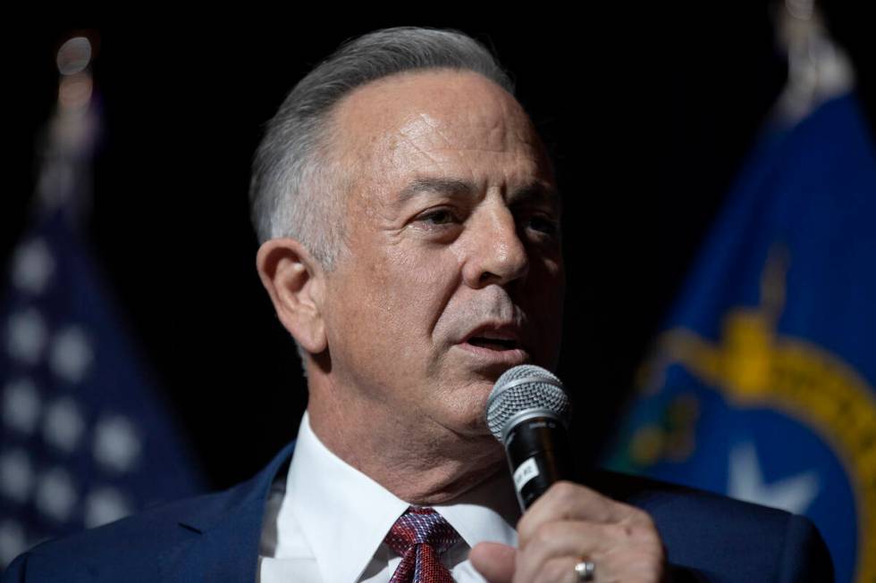 Clark County Sheriff Joe Lombardo, Republican candidate for governor of Nevada, speaks during a ...