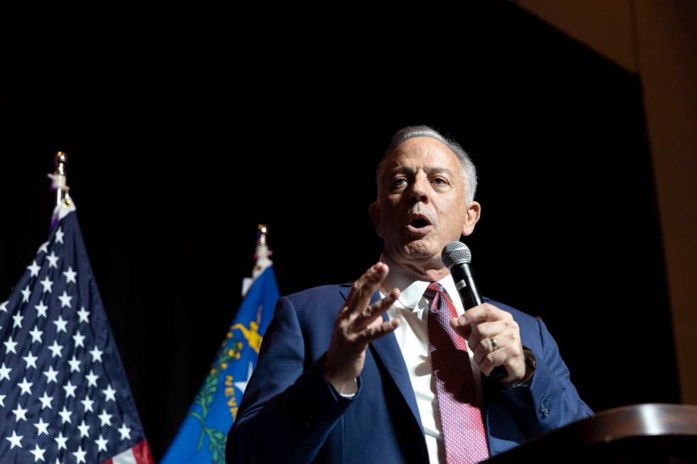 Clark County Sheriff Joe Lombardo, Republican candidate for governor of Nevada, speaks during a ...