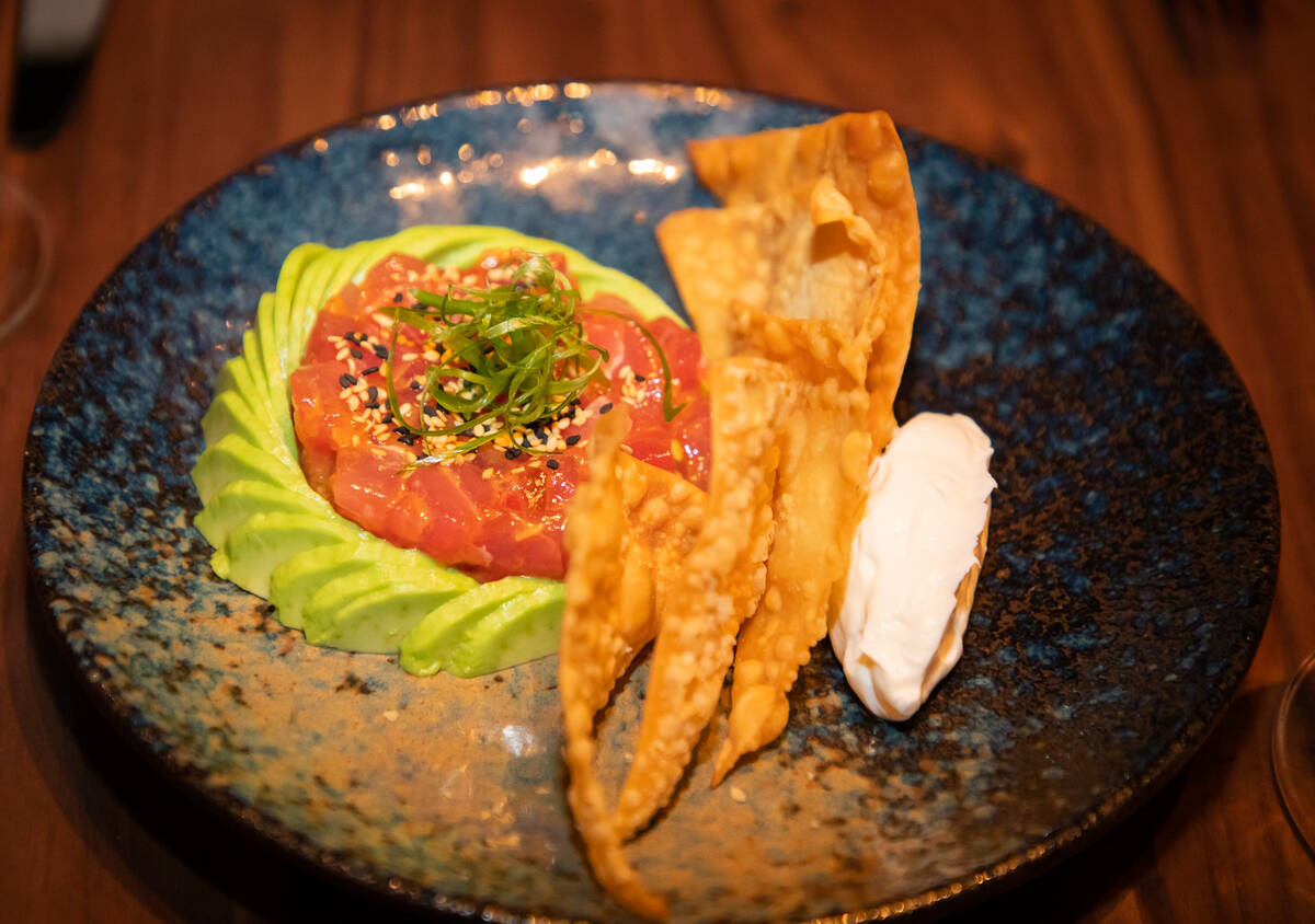 The tuna tartare from a private tasting at chef Gordon Ramsay’s new Ramsey’s Kitchen in Har ...