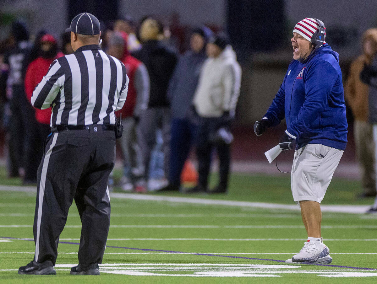 Liberty Head Coach Richard Muraco is angered by lack of a penalty being called versus Arbor Vie ...