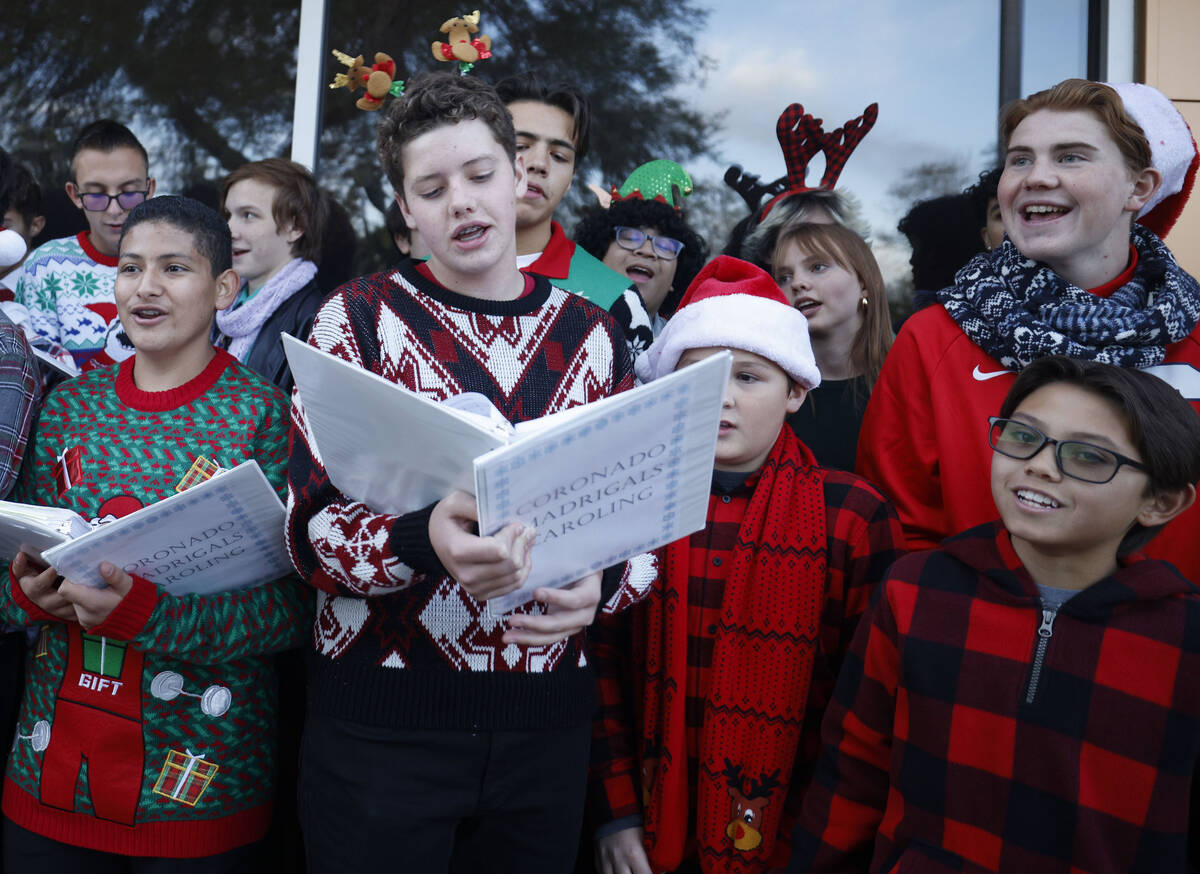 Choirs from Gunderson Middle School and Coronado High School sing during the annual lighting ce ...