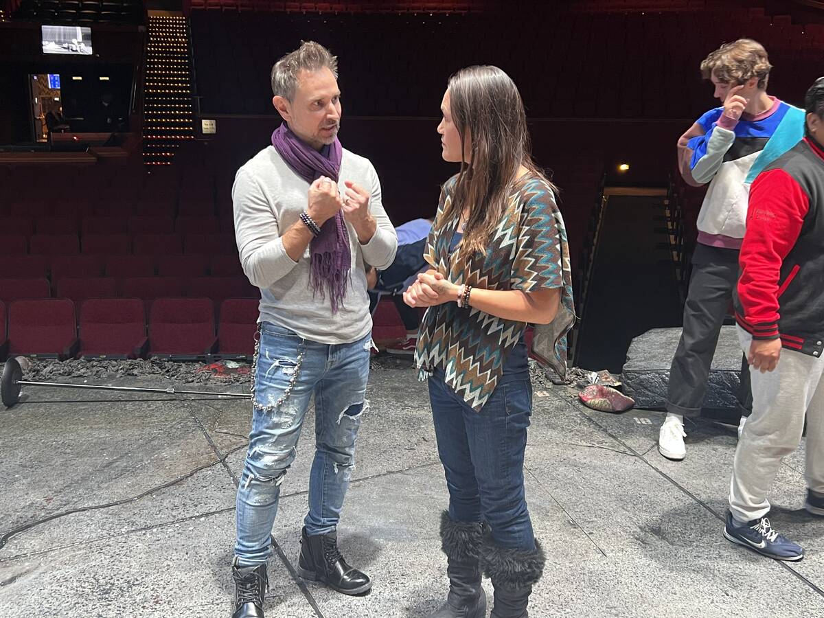 Las Vegas shaman Jen Heartfire confers with "Bat Out of Hell -- The Musical" co-star Travis Clo ...