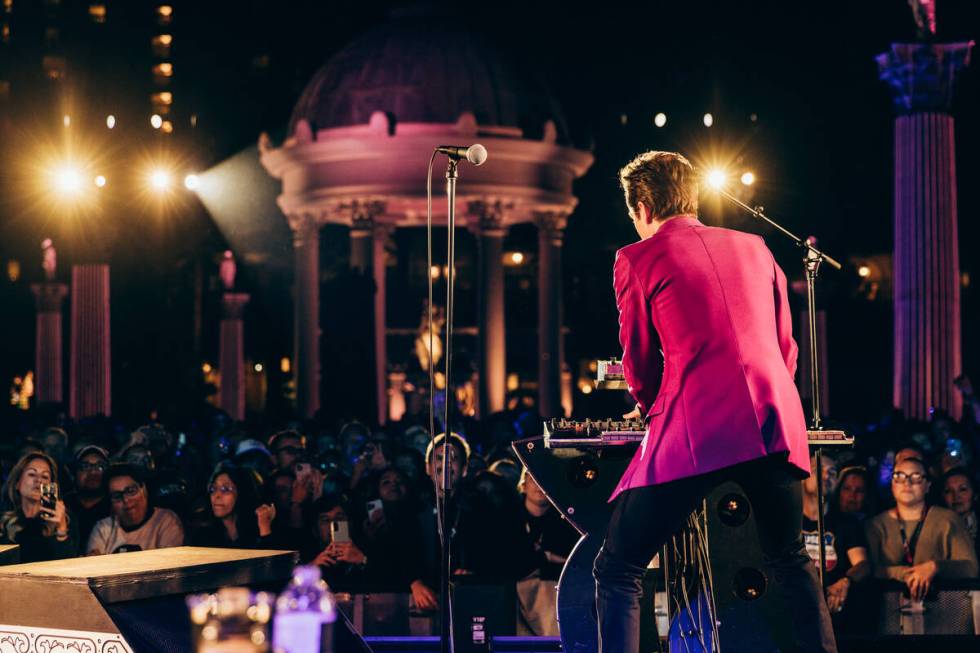 Brandon Flowers of The Killers performs at the Las Vegas Grand Prix/Formula One party at Garden ...