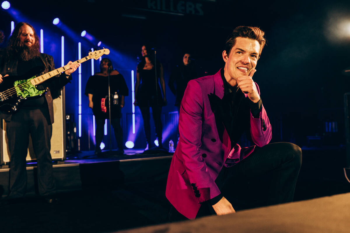 Brandon Flowers of The Killers performs at the Las Vegas Grand Prix/Formula One party at Garden ...