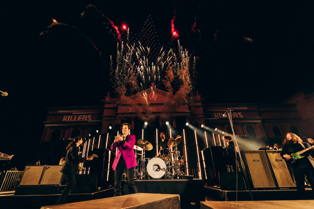 Brandon Flowers of The Killers performs at the Las Vegas Grand Prix/Formula One party at Garden ...