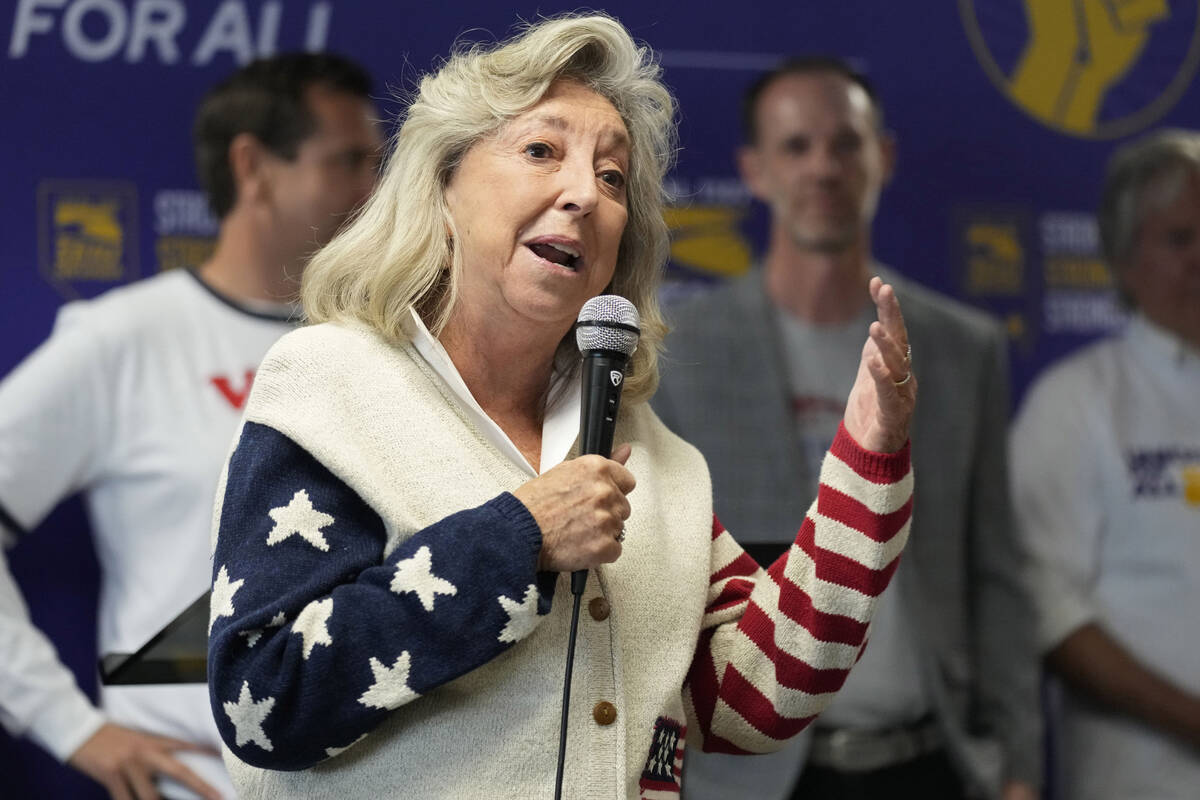 Rep. Dina Titus, D-Nev., speaks at a campaign event Tuesday, Nov. 8, 2022, in Las Vegas. (AP Ph ...