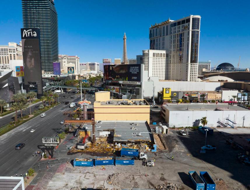 Demolition is underway at the site of what used to be the Travelodge motel on the Strip, 3735 L ...