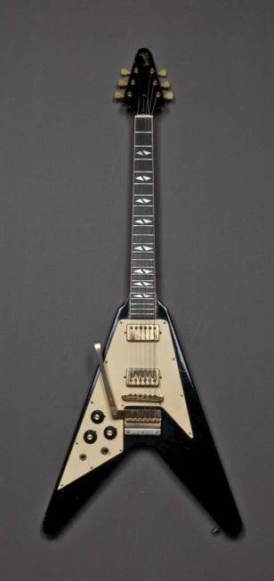 The iconic Gibson Flying V Jimi Hendrix played at the 1970 Isle of Wight festival, loaned to Bi ...