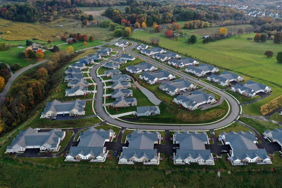 A new housing development in Middlesex Township, Pa., is shown from above on Oct 12, 2022. Home ...