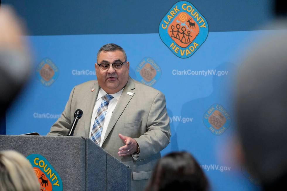 Clark County Registrar of Voters Joe Gloria speaks at a news conference at the Clark County Ele ...