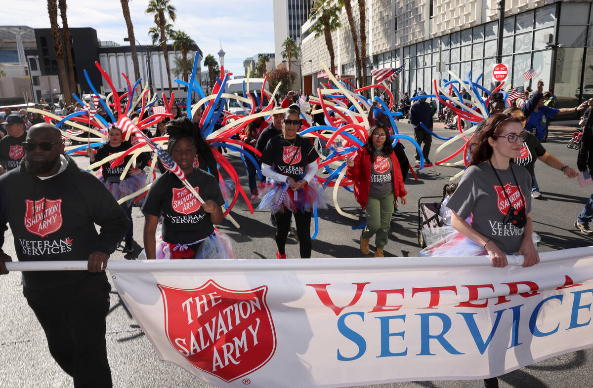The Salvation Army Veterans Services entry in the Veterans Day parade on Fourth Street in downt ...